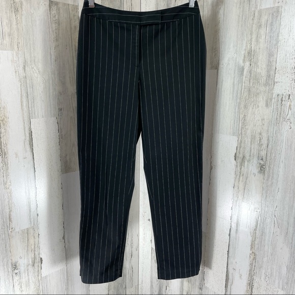 Worthington Stretch Women's Black‎ Pinstripes High Rise Dress Work Pants Sz 8 - Picture 1 of 10